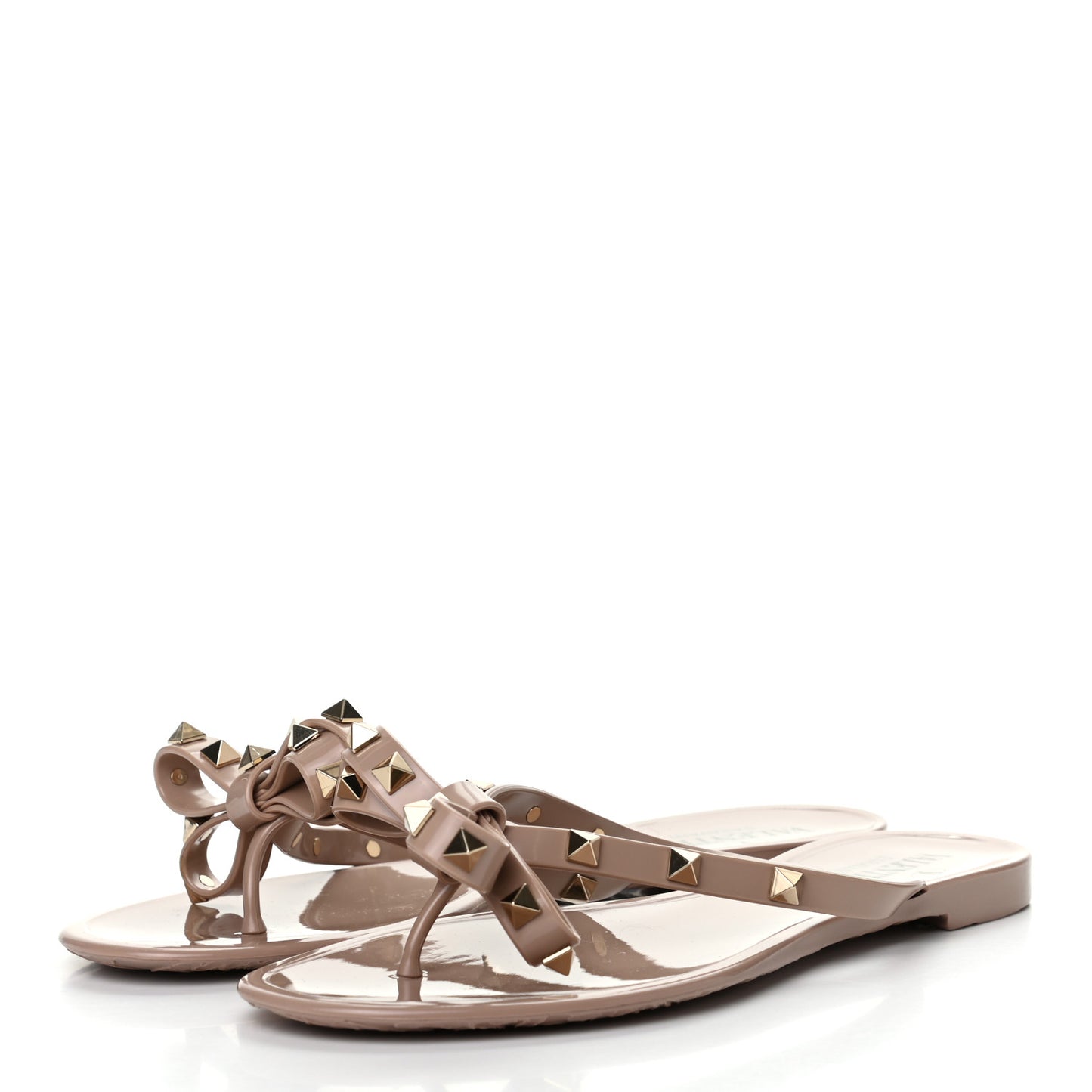 PVC Jelly Rockstud Bow Thong Sandals 38 Poudre