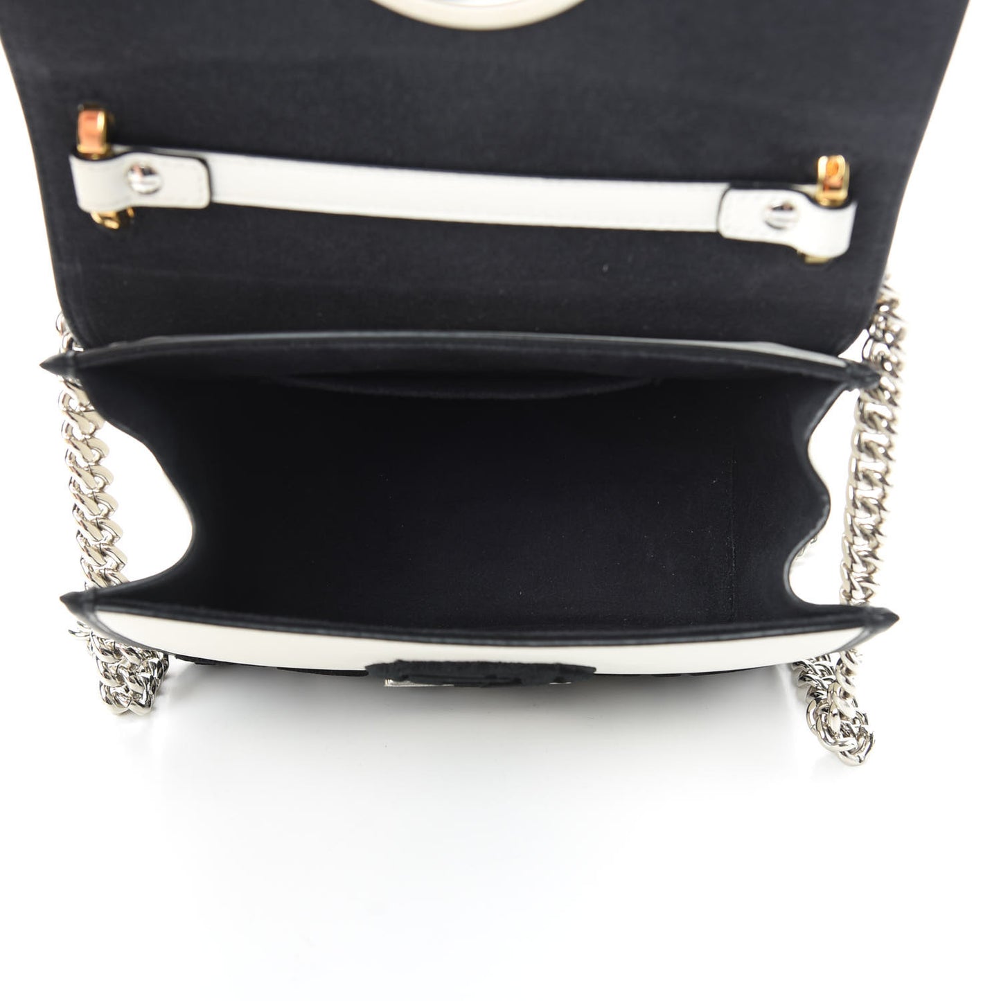 Vitello Century Velvet F is Fendi FF Embroidered Small Kan I Shoulder Bag White Black
