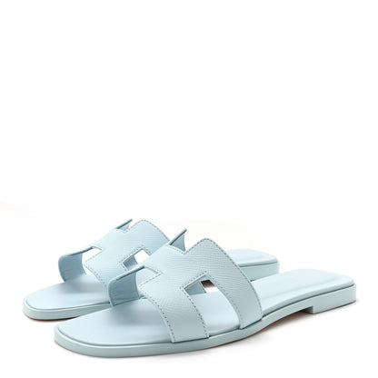 Hermes Epsom Oran Sandals 38 Bleu Littoral 4 of 9