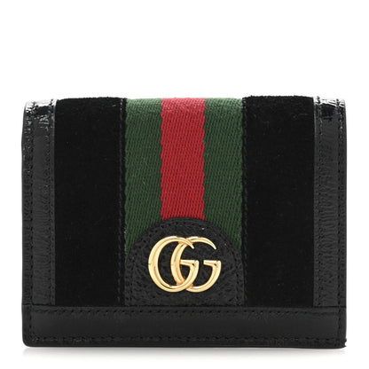 Gucci Suede Patent Web Ophidia Card Case Black 1 of 9