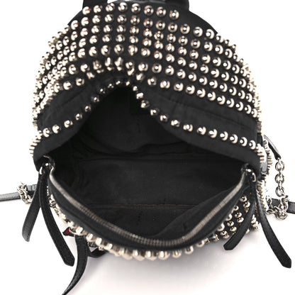 Fendi Nylon Vitello Dolce Studded Monster Mini Backpack Black 7 of 12