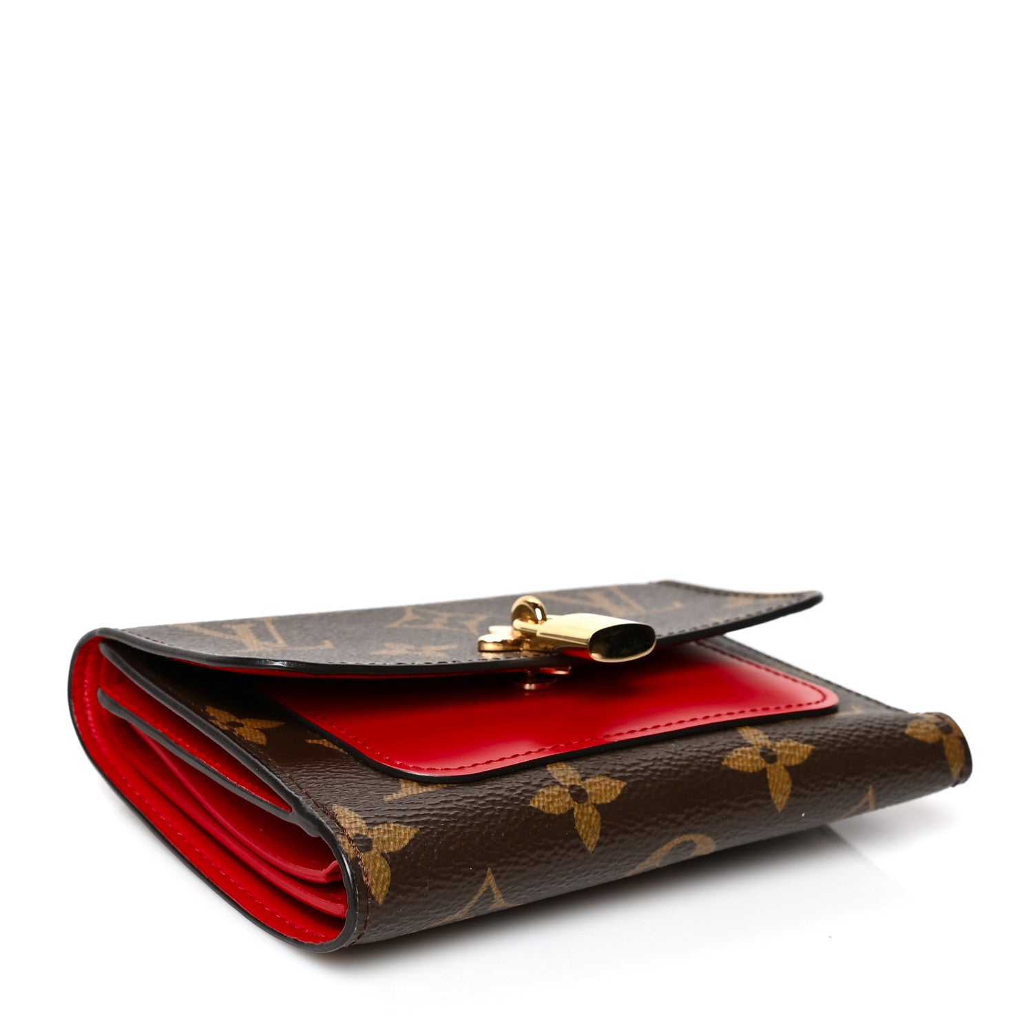 Louis Vuitton Monogram Flower Lock Compact Wallet Coquelicot 4 of 8