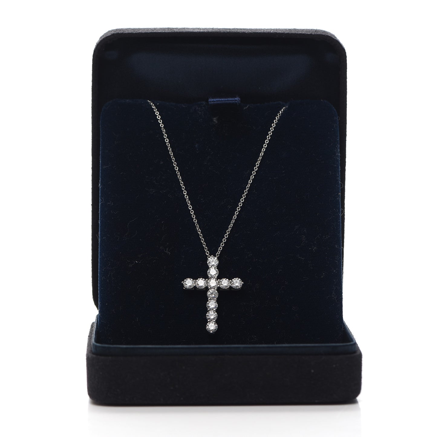 Platinum Diamond Large Cross Pendant Necklace