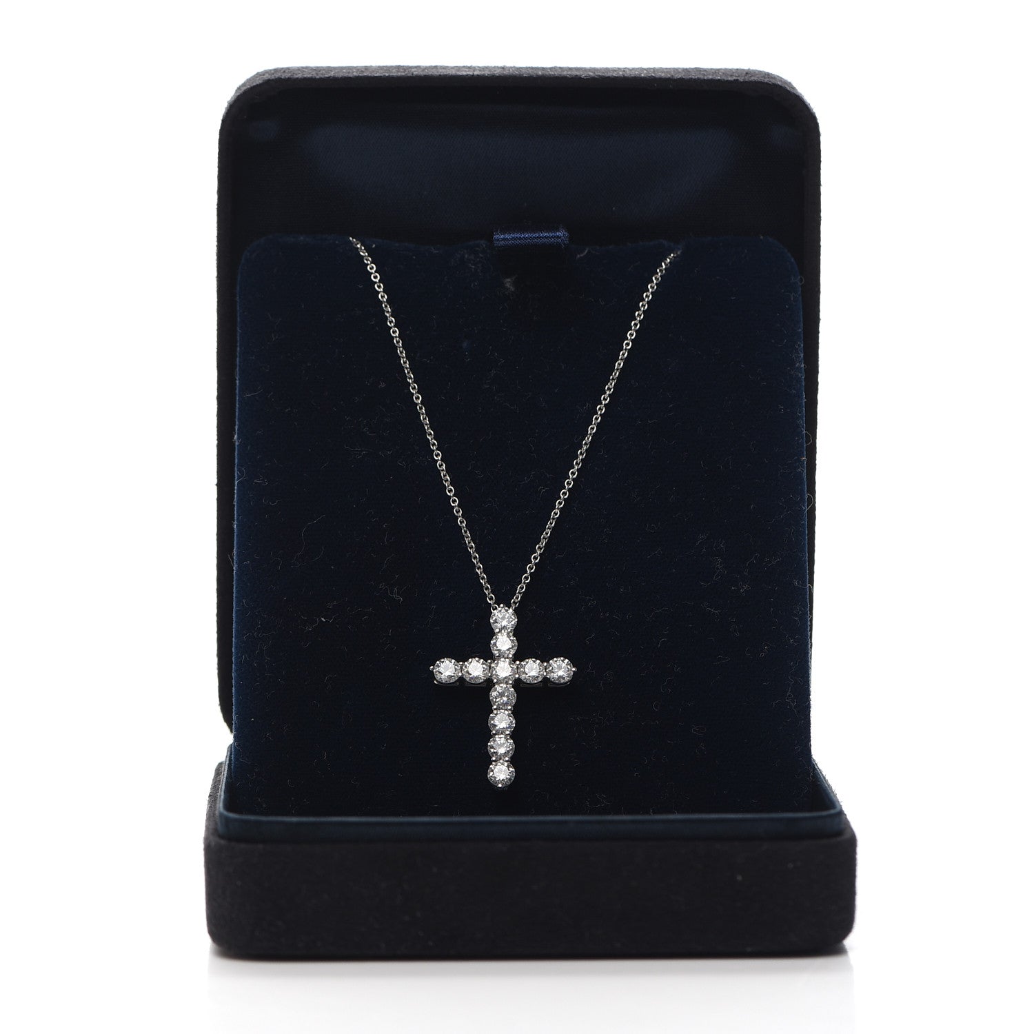 Tiffany Platinum Diamond Large Cross Pendant Necklace 6 of 6