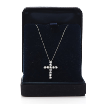 Tiffany Platinum Diamond Large Cross Pendant Necklace 6 of 6
