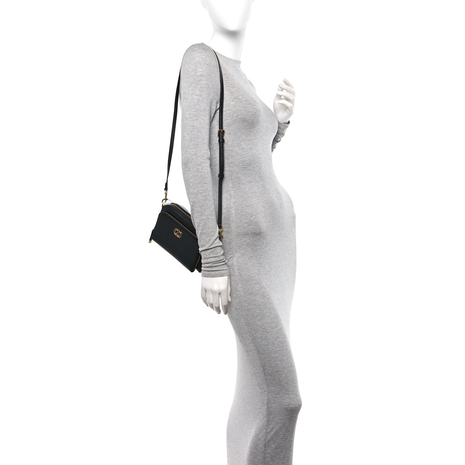 Christian Dior Grained Calfskin Caro Double Pouch Black 2 of 11