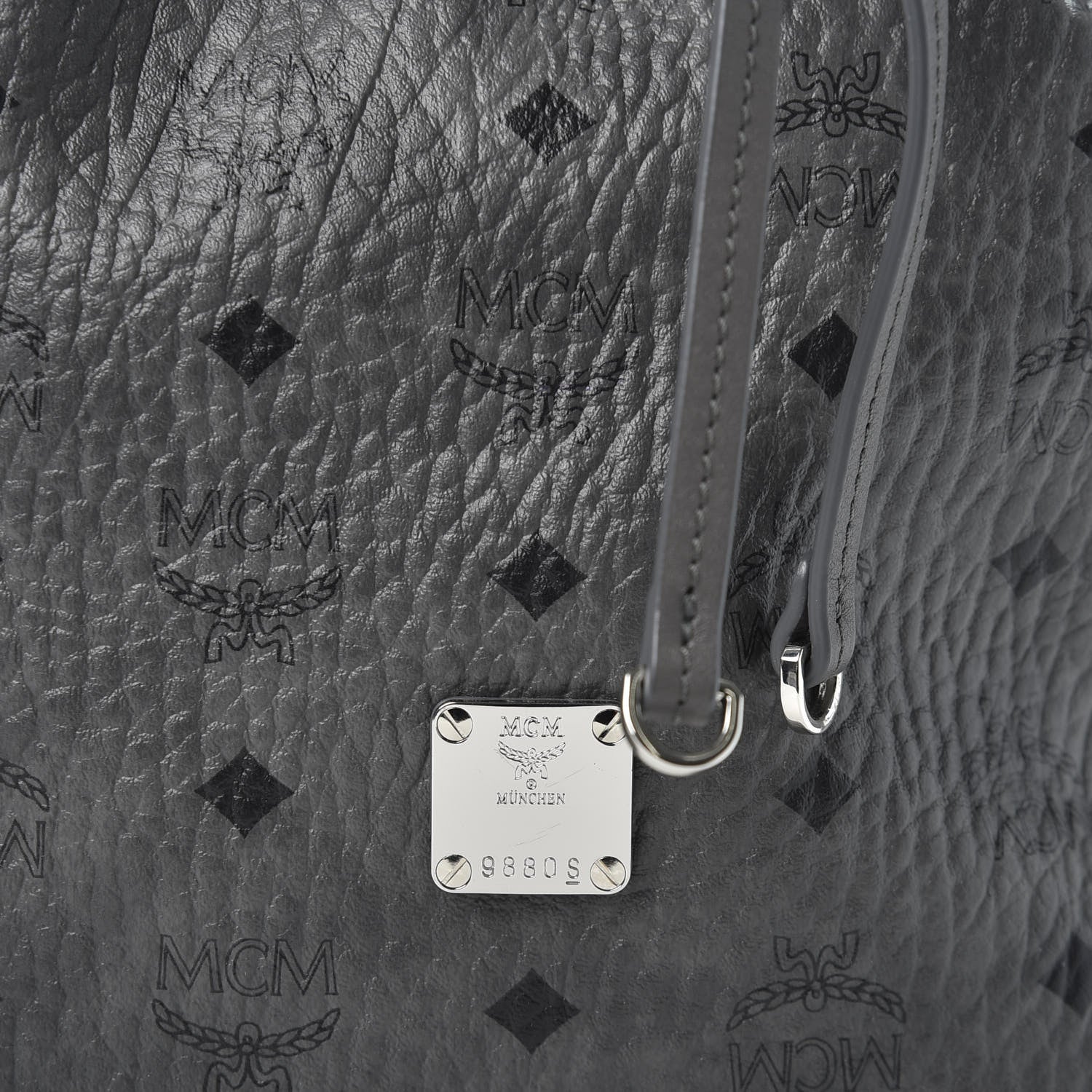MCM Visetos Small Essential Drawstring Bucket Bag Phantom Grey 8 of 9