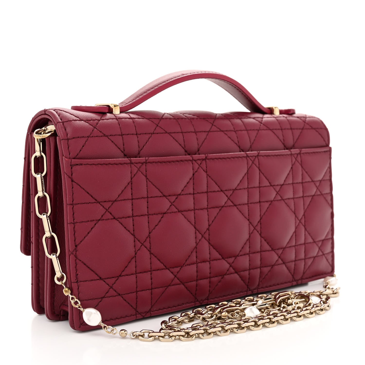 Christian Dior Lambskin Cannage Mini My Dior Top Handle Clutch Burgundy 3 of 11