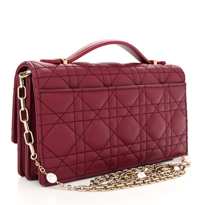 Christian Dior Lambskin Cannage Mini My Dior Top Handle Clutch Burgundy 3 of 11