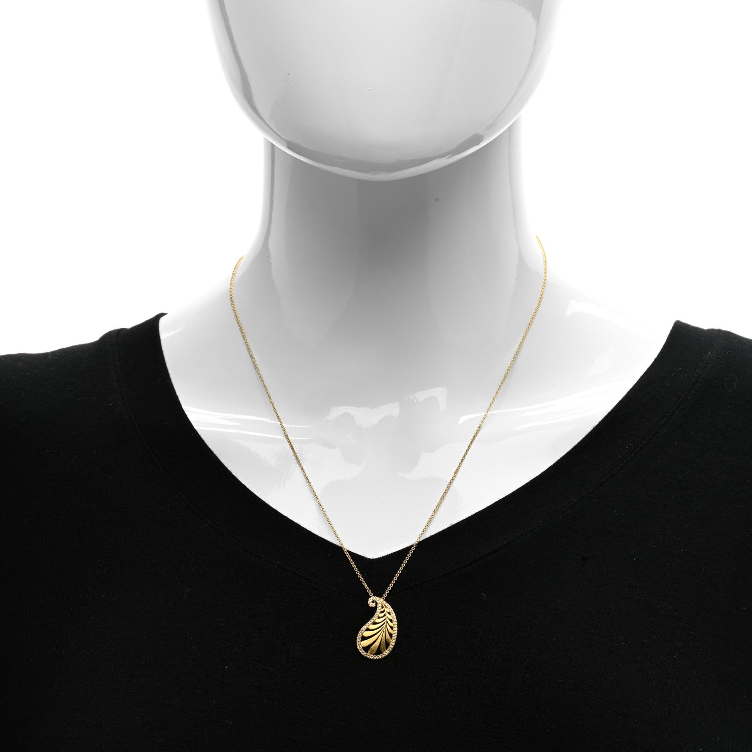 Tiffany 18K Yellow Gold Diamond Paloma Picasso Villa Palm Pendant Necklace 2 of 5
