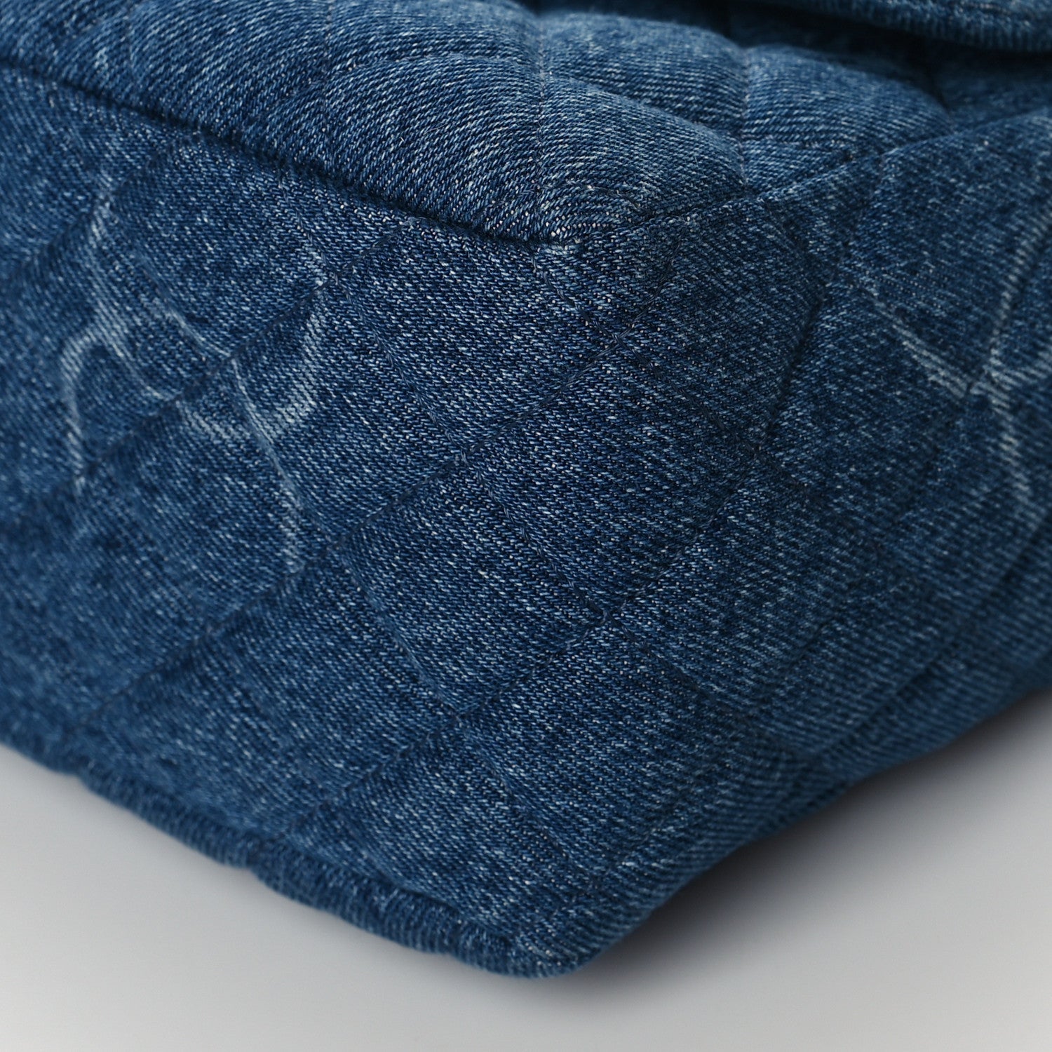 Chanel Denim Quilted CC Print Jumbo Single Flap Blue 10 of 11