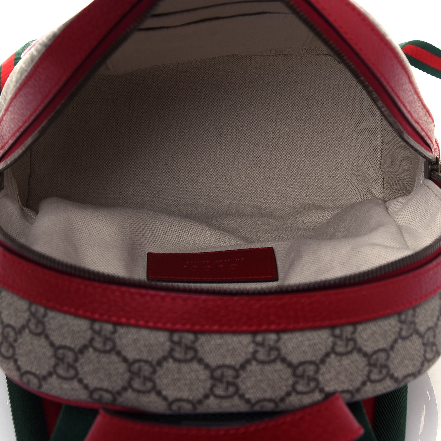Gucci GG Supreme Monogram Web Bosco Patch Dome Backpack Beige Malva Hibiscus Red 5 of 13