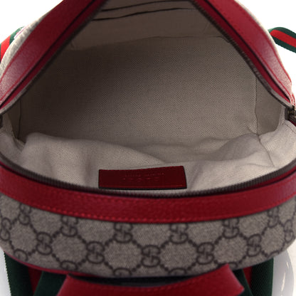 Gucci GG Supreme Monogram Web Bosco Patch Dome Backpack Beige Malva Hibiscus Red 5 of 13