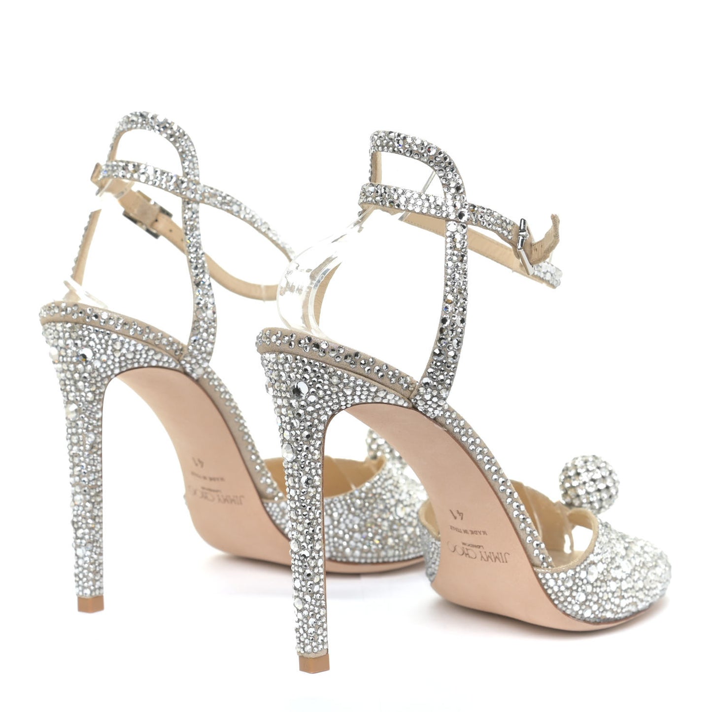 Crystal Shimmer Suede Sacora 100 Sandals 41 Nude
