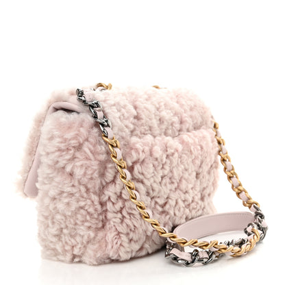Chanel Shearling Sheepskin Medium Chanel 19 Flap Light Pink 3 of 10