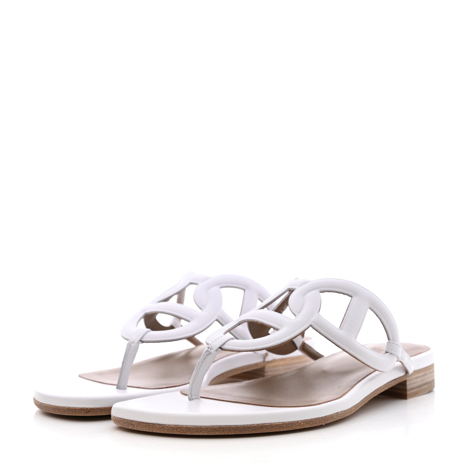 Hermes Nappa Womens Beach Sandals 36 White 3 of 9