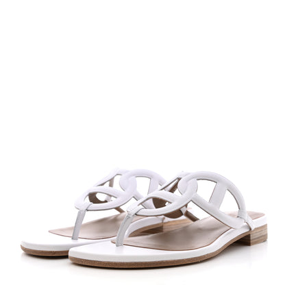 Hermes Nappa Womens Beach Sandals 36 White 3 of 9