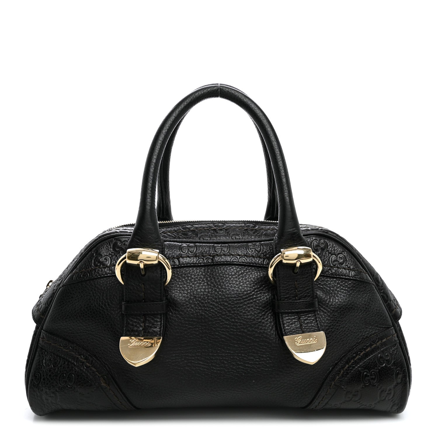 Gucci Calfskin Guccissima Signoria Bowler Bag Black 1 of 11