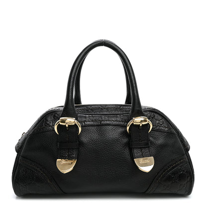 Gucci Calfskin Guccissima Signoria Bowler Bag Black 1 of 11