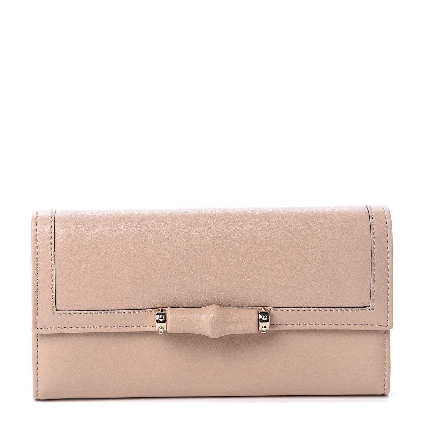 Calfskin Bamboo Continental Wallet Nude