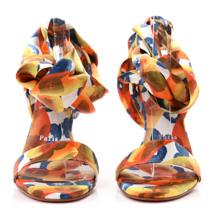 Christian Louboutin Crepe Satin Gaagal Miss Z Du Desert 100 Ankle Wrap Sandals 38 Multicolor Magma 3 of 9