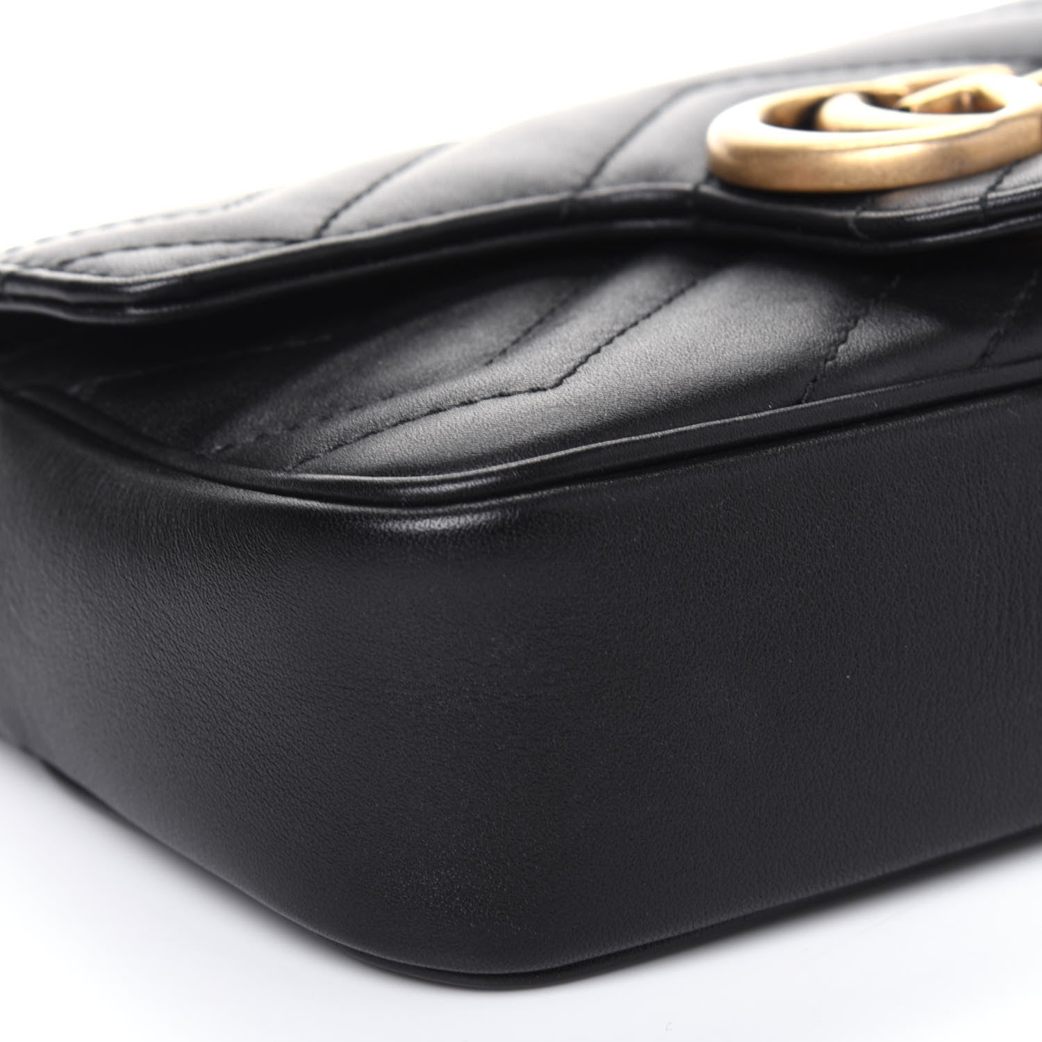 Gucci Calfskin Matelasse Super Mini GG Marmont Shoulder Bag Black 11 of 16