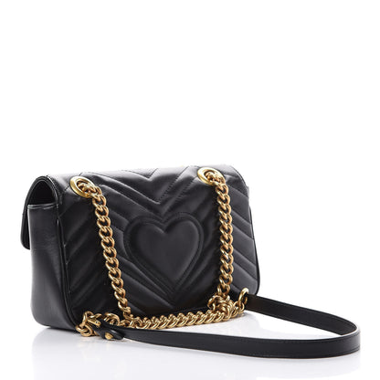 Gucci Calfskin Matelasse Mini GG Marmont Shoulder Bag Black 2 of 19