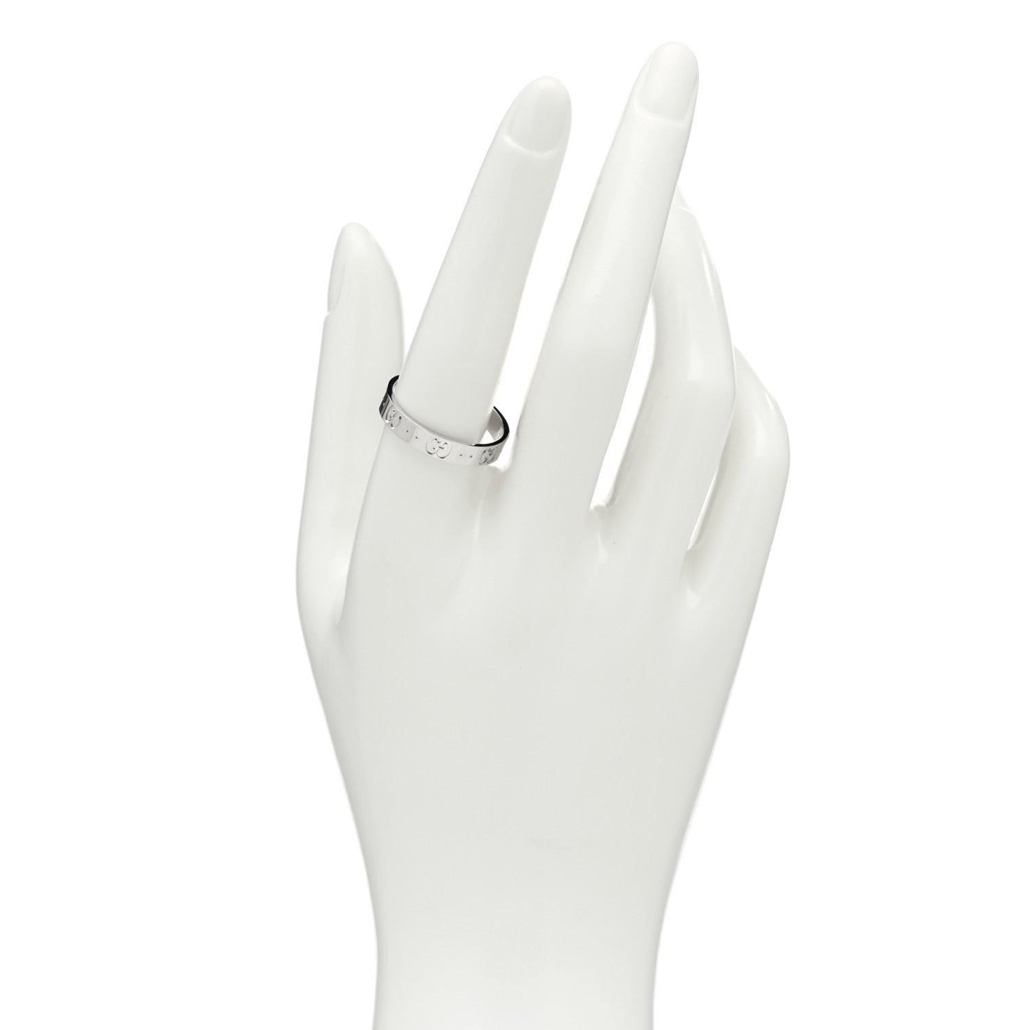 Gucci 18K White Gold 4mm Icon Thin Band Ring 61 9.5 2 of 4