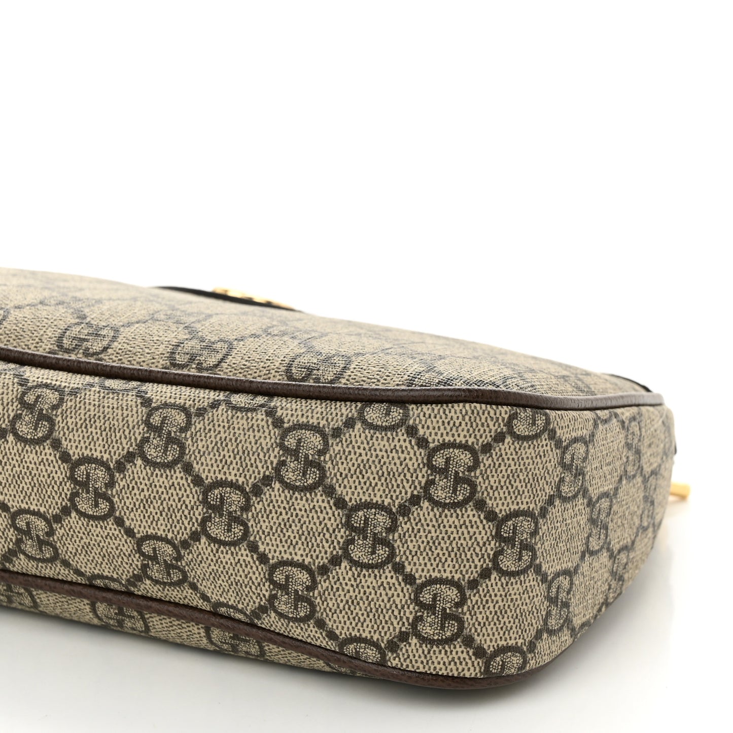 GG Supreme Monogram Textured Dollar Calfskin Web Small Ophidia GG Handbag Beige Ebony New Acero