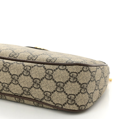 Gucci GG Supreme Monogram Textured Dollar Calfskin Web Small Ophidia GG Handbag Beige Ebony New Acero 10 of 11