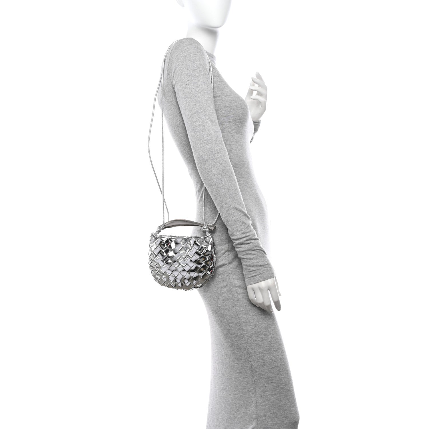 Bottega Veneta Mirror Laminated Nappa Intrecciato Mini Sardine Bag Silver 2 of 9