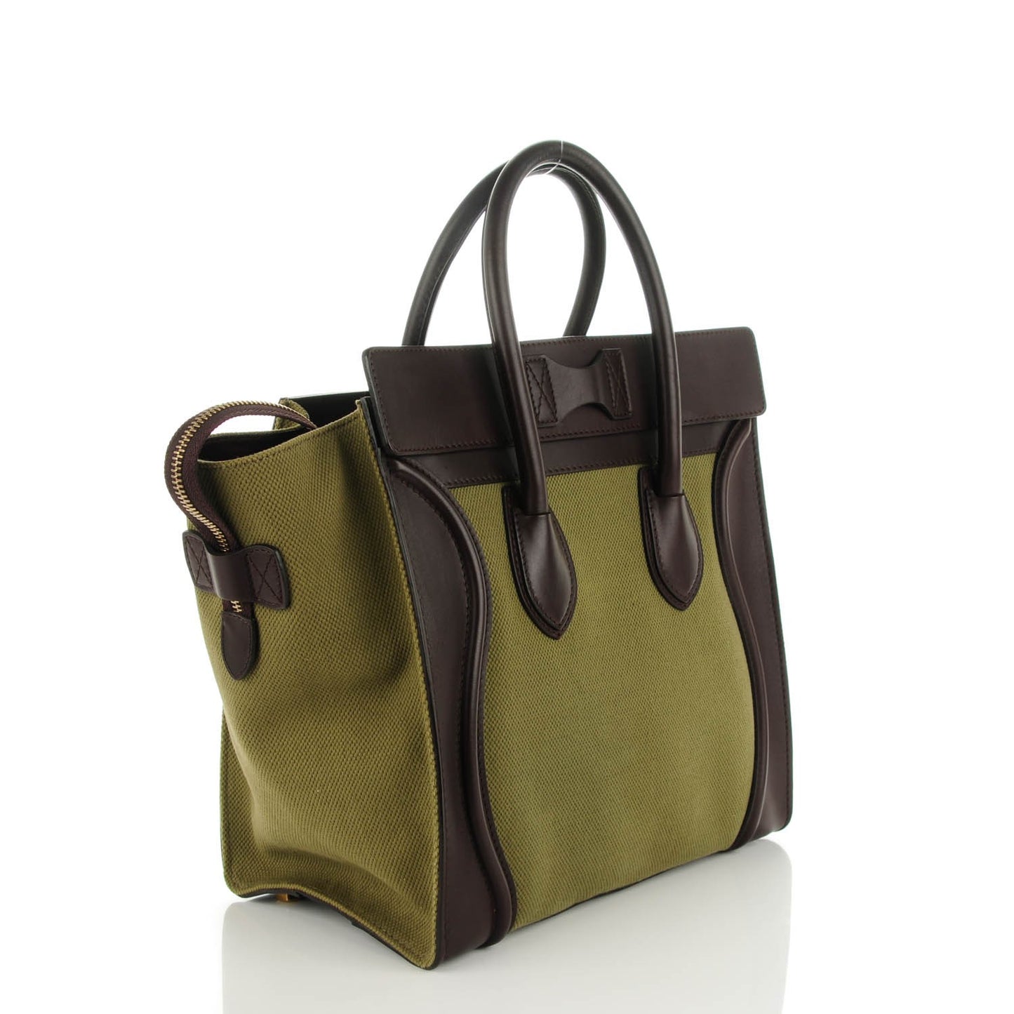 Canvas Smooth Calfskin Mini Luggage Olive
