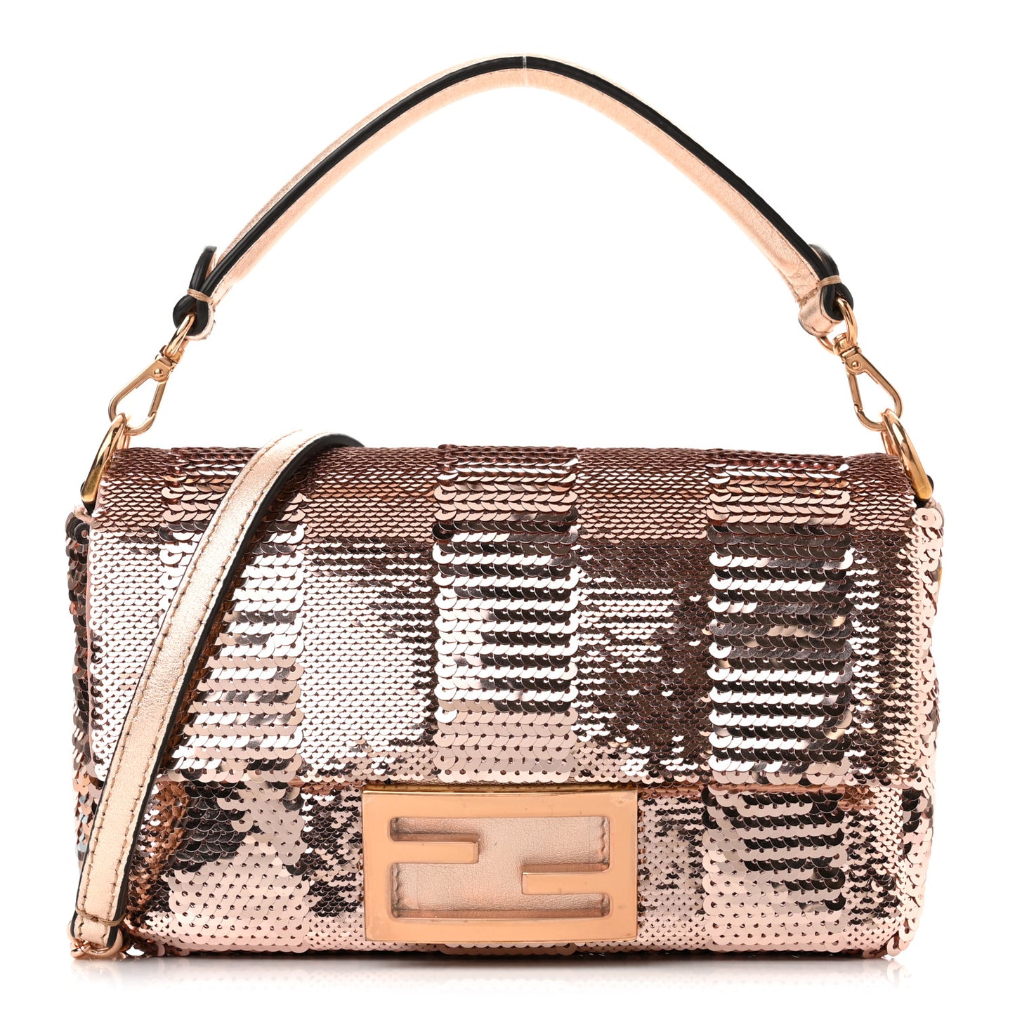 Sequin Metallic Nappa Pequin Mini Baguette Rame