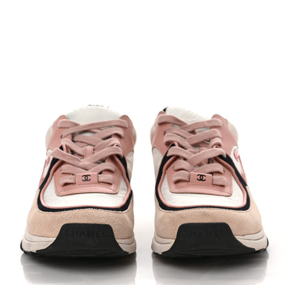 Chanel Nylon Lambskin Suede Calfskin CC Sneakers 39 Pink White Black 2 of 8