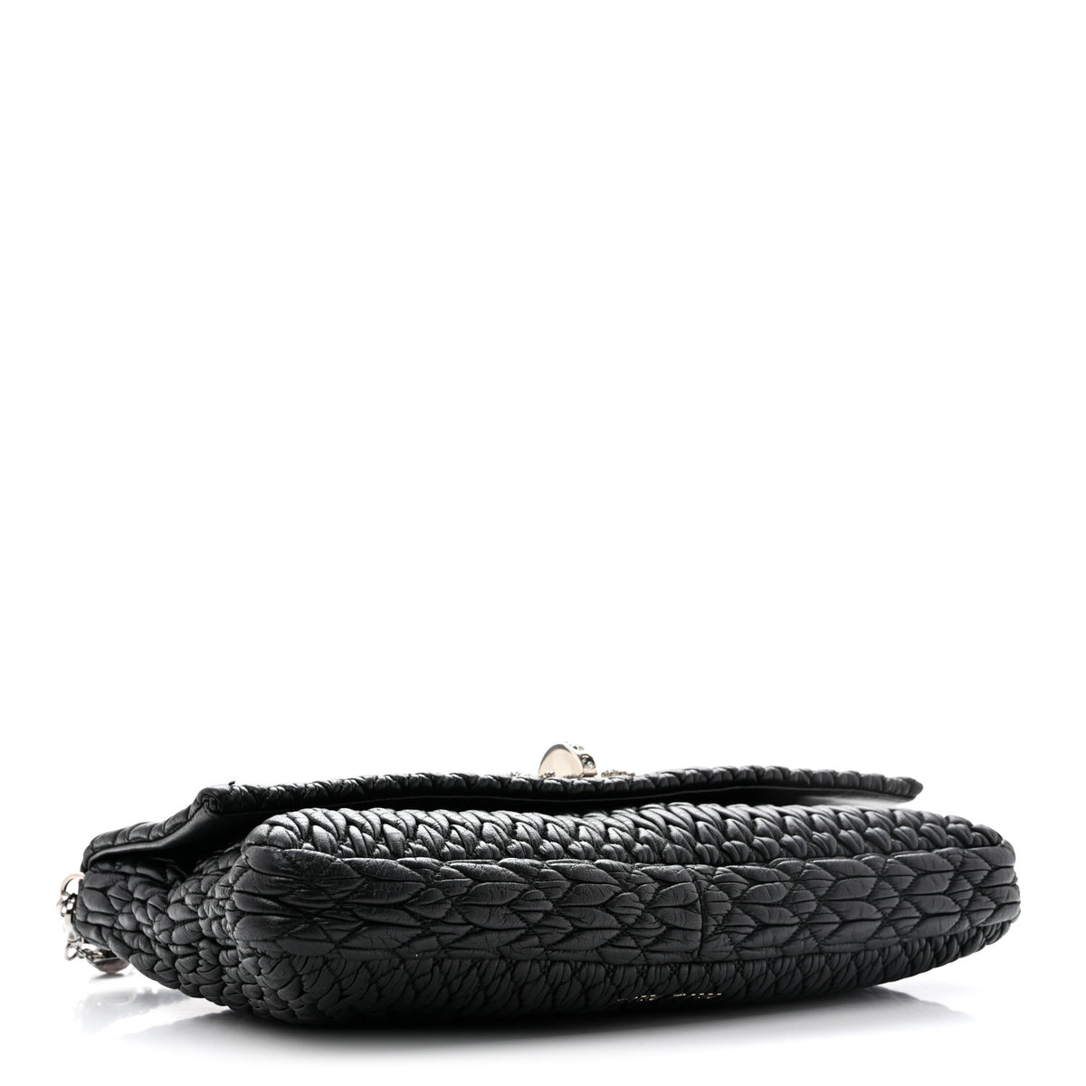 Miu Miu Nappa Matelasse Crystal Flap Clutch Black 6 of 23