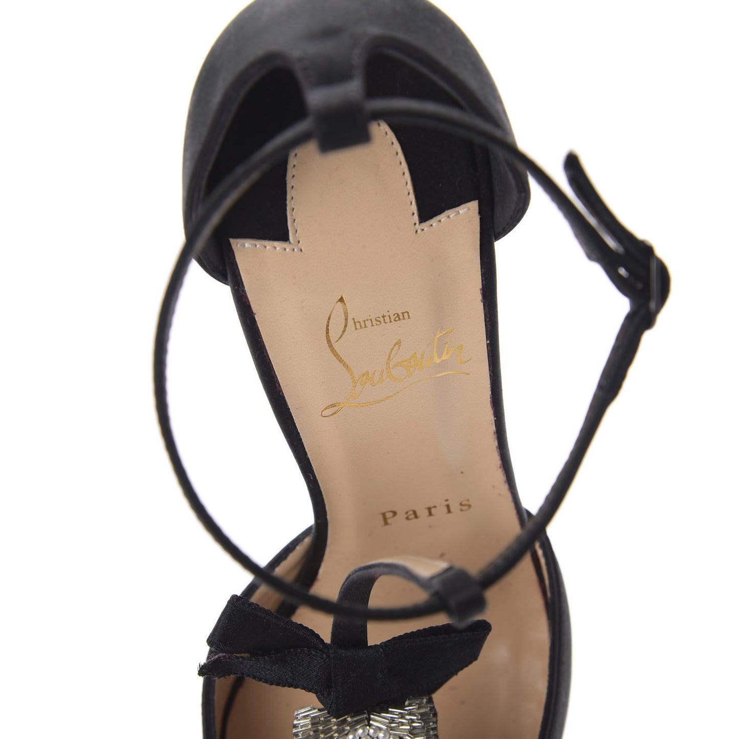 Satin Crystal Embellished Goyetta 100 Pumps 38.5 Black