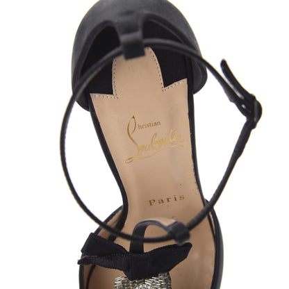 Christian Louboutin Satin Crystal Embellished Goyetta 100 Pumps 38.5 Black 7 of 8