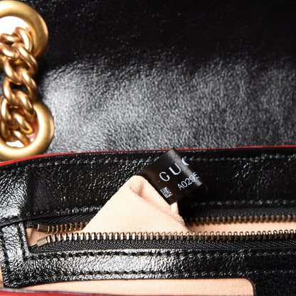 Gucci Vintage Effect Calfskin Matelasse Diagonal Striped Small Torchon GG Marmont Shoulder Bag Black Beige 7 of 10