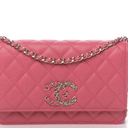Chanel Caviar Quilted French New Wave Chain CC Wallet On Chain WOC Pink 9 of 11