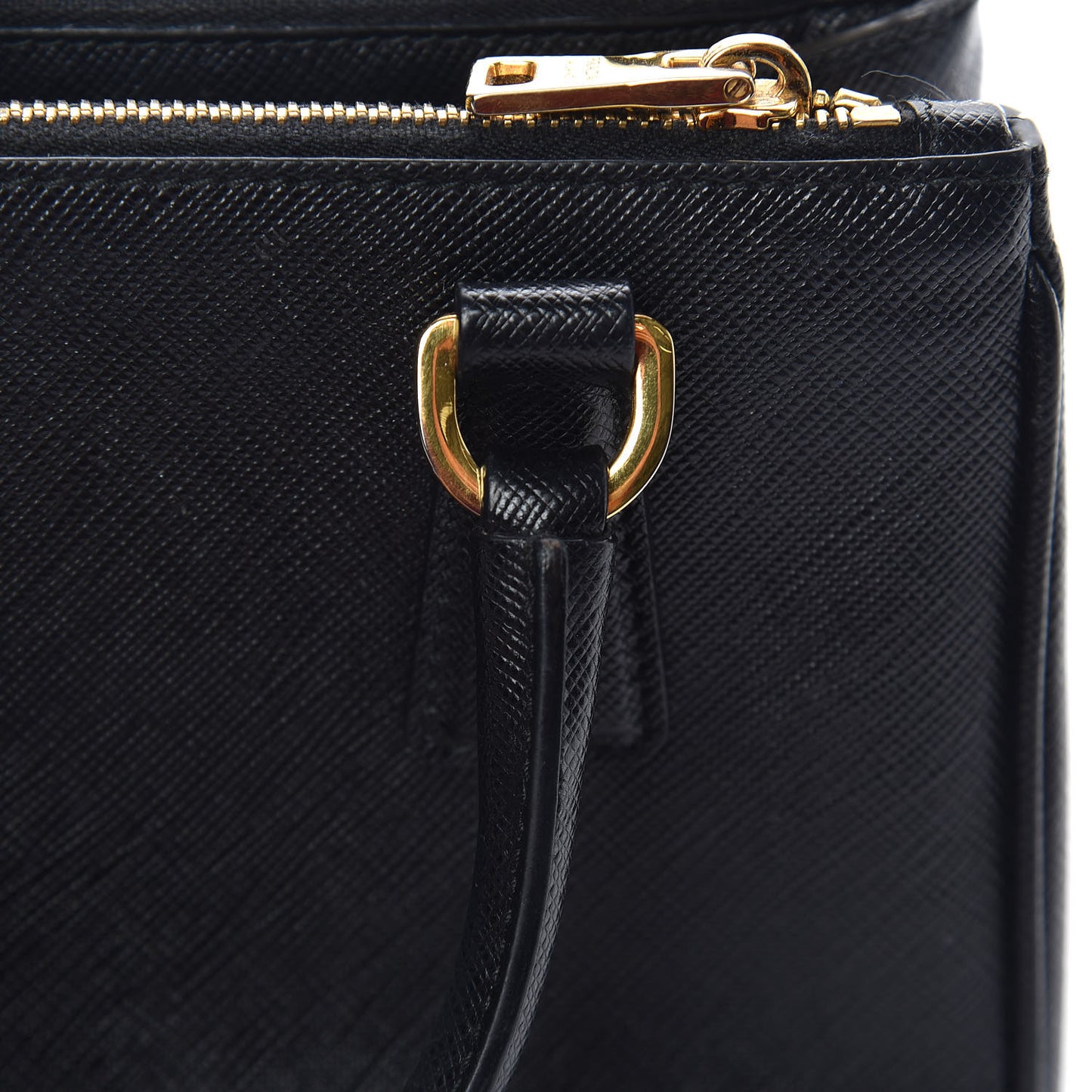 Saffiano Lux Micro Galleria Double Zip Tote Black