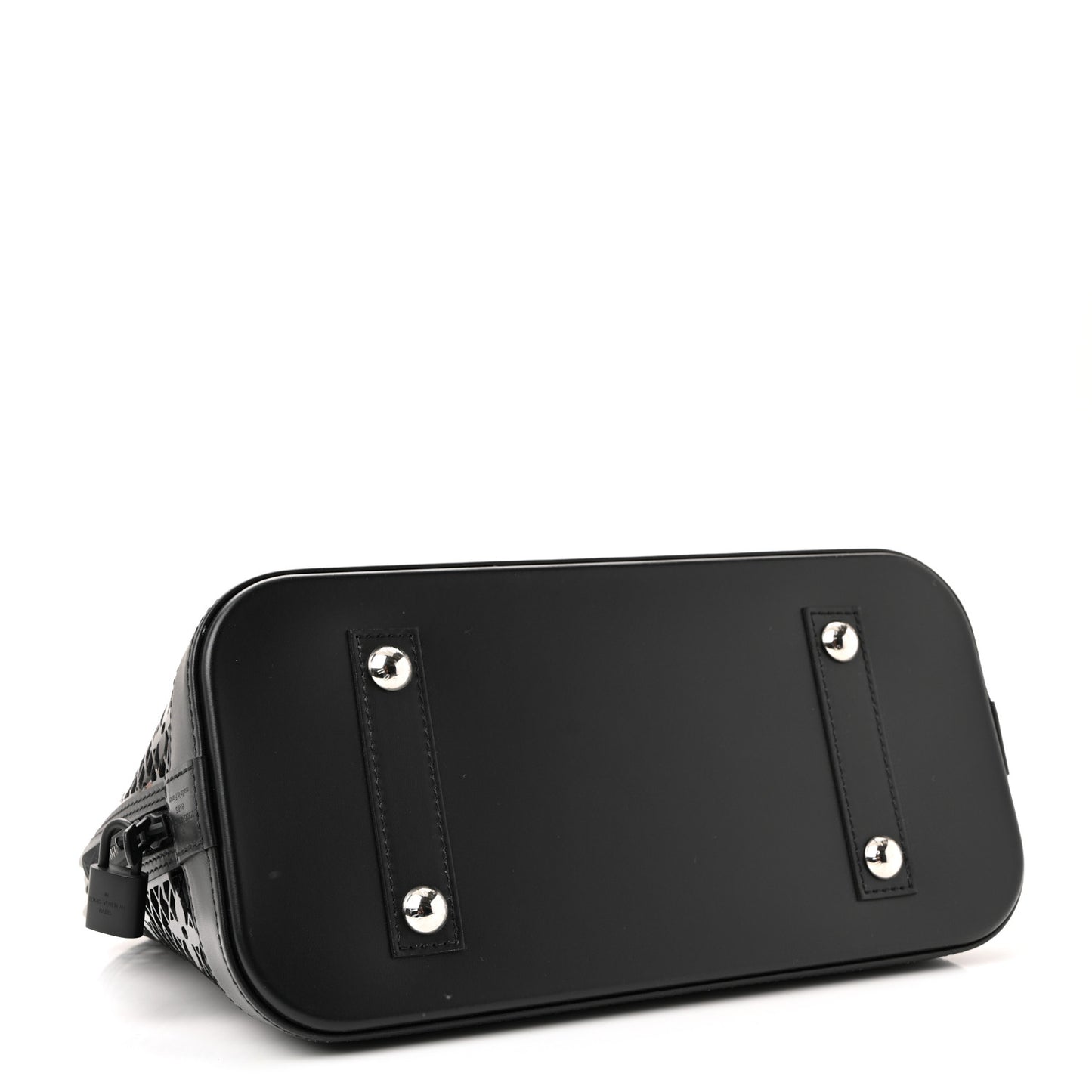 Patent Calfskin Laced Monogram Alma PM Black