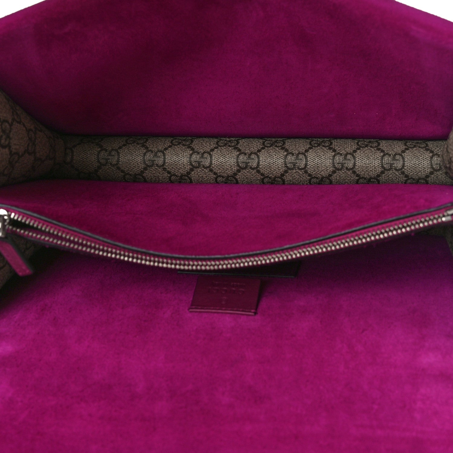 Gucci GG Supreme Monogram Suede Crystal Small Dionysus Shoulder Bag Beige Ebony Bright Purple 4 of 10
