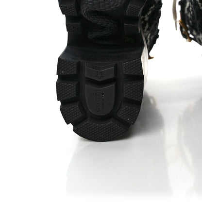 Gucci Tweed GG Monogram Lace Up Combat Ankle Boots 36.5 Black 5 of 7