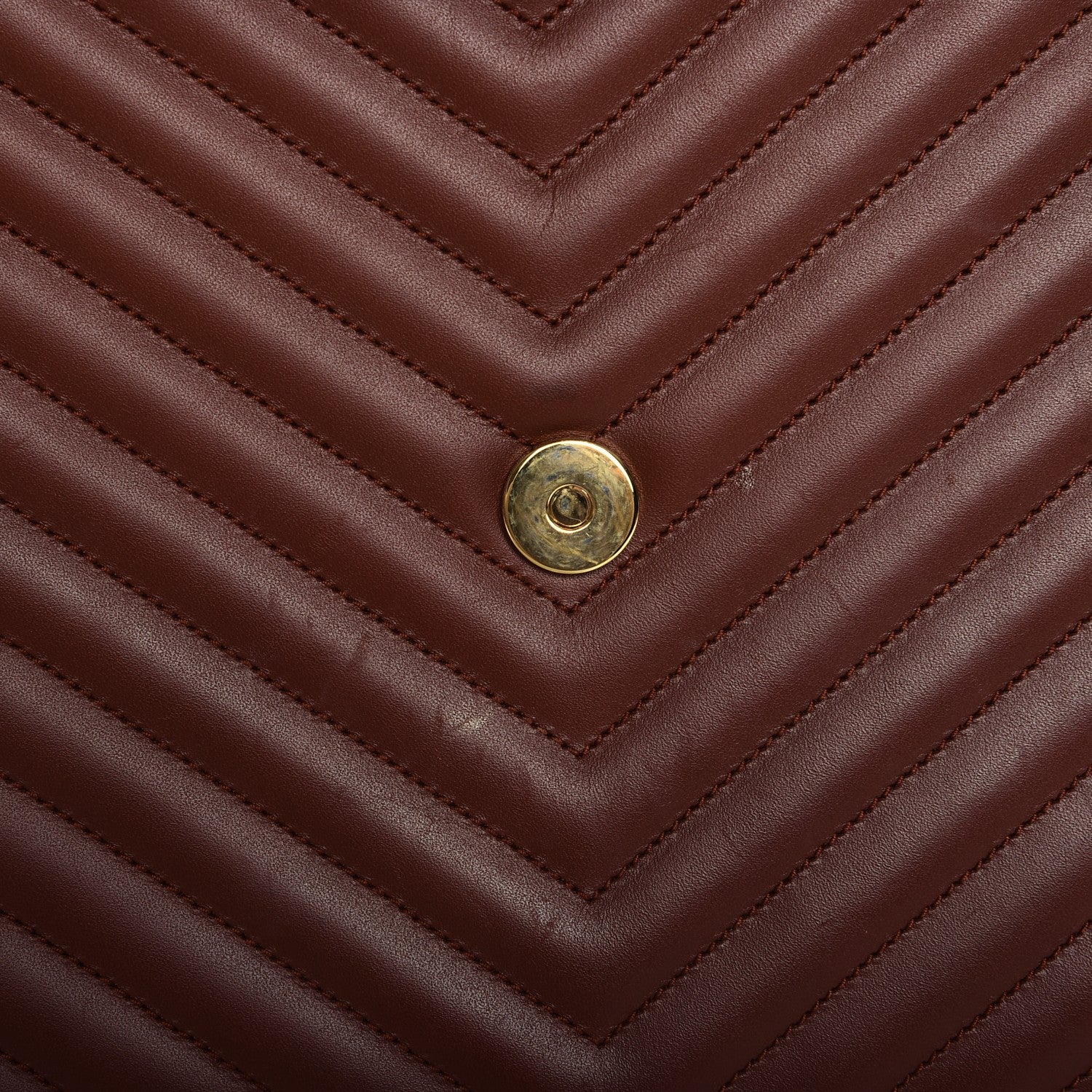 Saint Laurent Smooth Calfskin Matelasse Chevron Large Monogram Satchel Brown 11 of 12