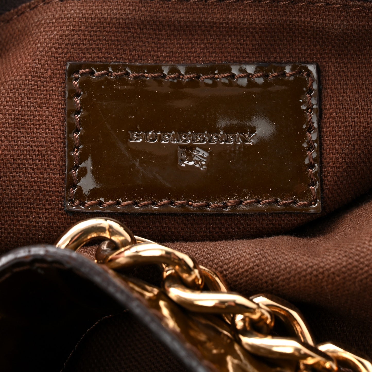 Patent House Check Chain Hobo Brown