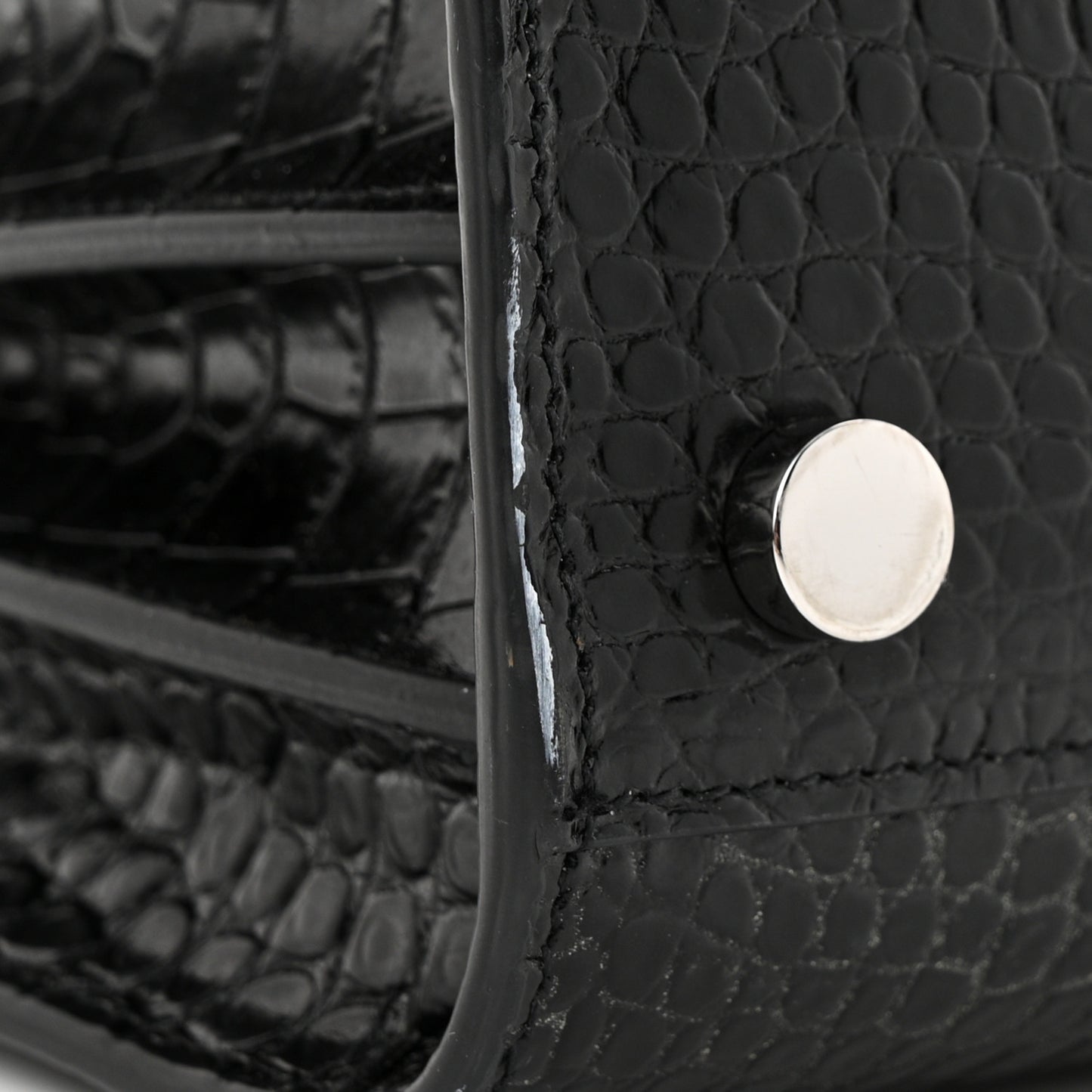 Calfskin Crocodile Embossed Nano Sac De Jour Black