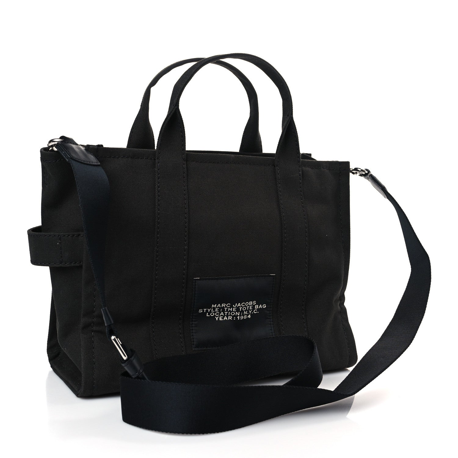 Marc Jacobs Cotton Canvas Medium The Traveler Tote Bag Black 4 of 9