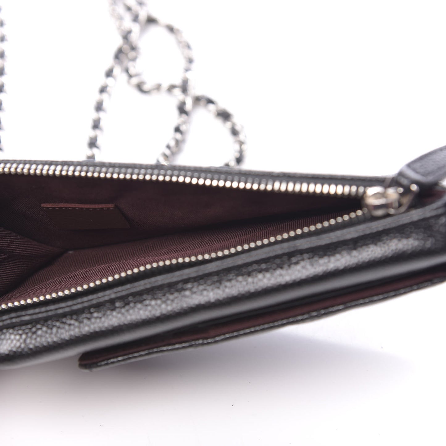 Caviar Quilted Zip Phone Case Black