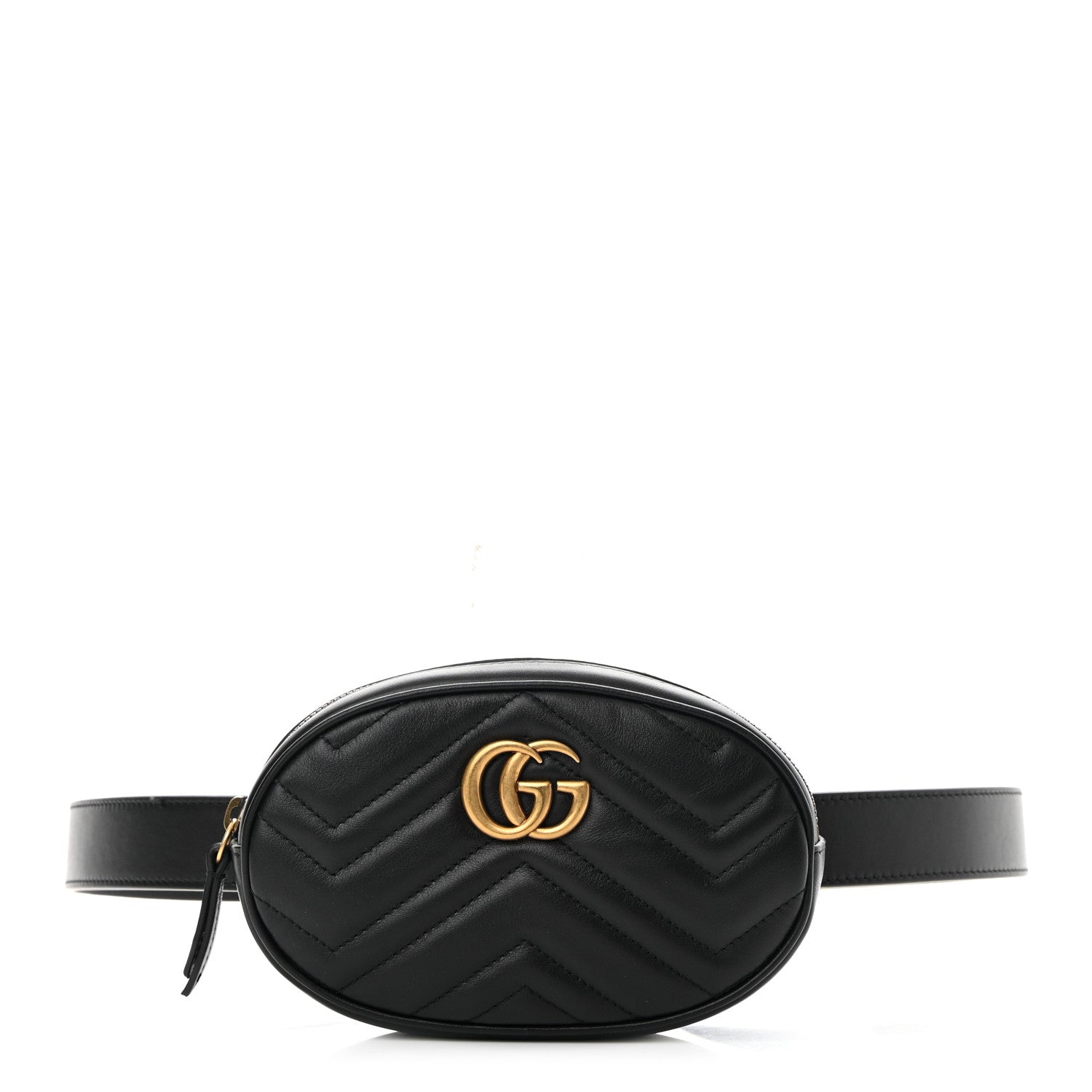 Gucci Calfskin Matelasse GG Marmont Belt Bag 85 34 Black 1 of 13