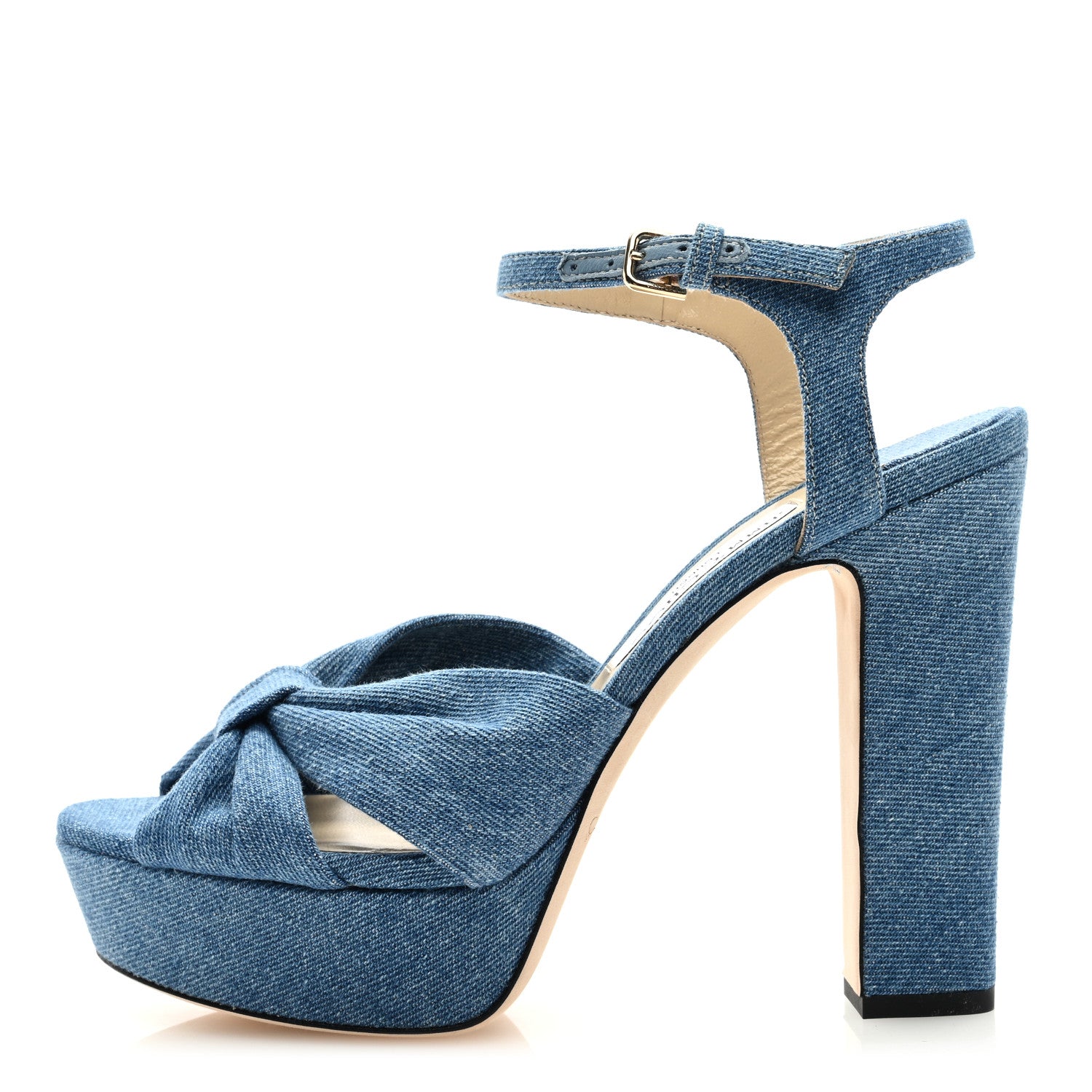 Jimmy Choo Denim Heloise Platform Sandals 39.5 Blue 1 of 7